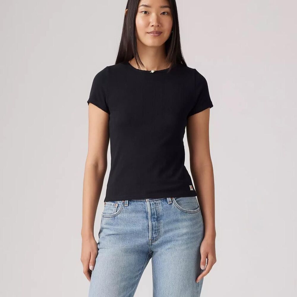 Levi's NWT baby tee navy ribbed short sleeve top Size XL